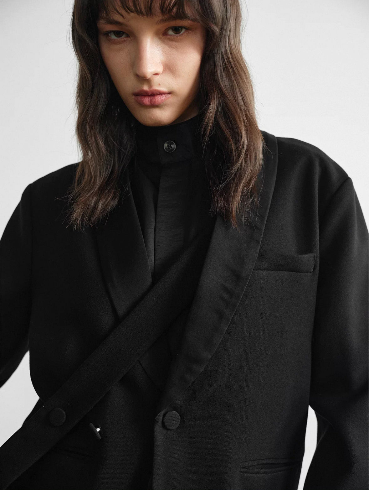 "Tailored" Cropped Blazer with Peak Lapel