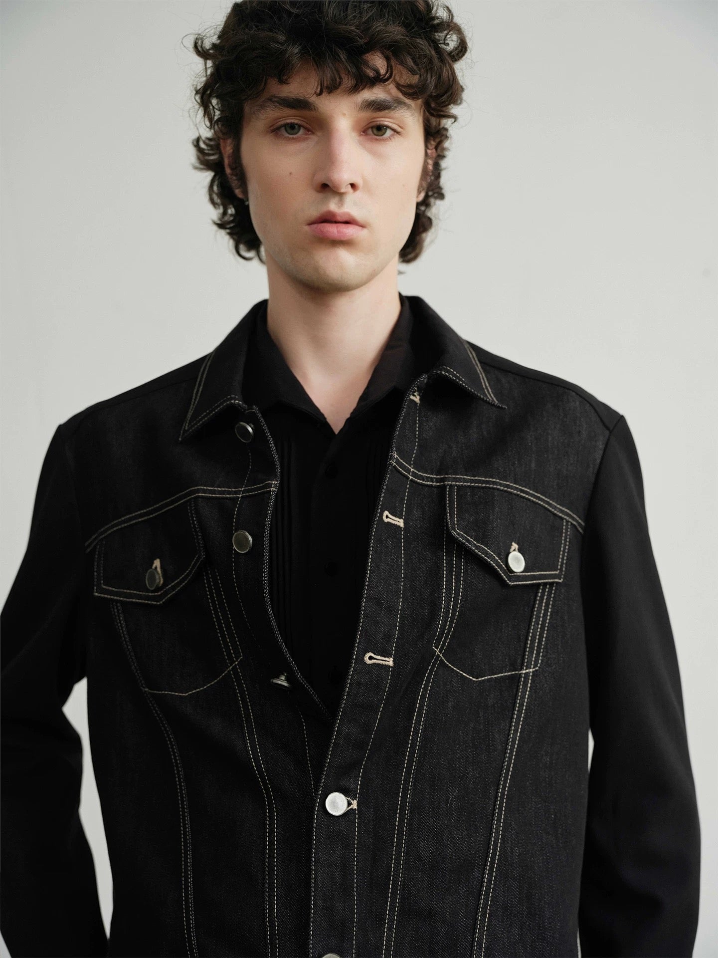 "Deconstructed" Raw Denim Tailored Jacket