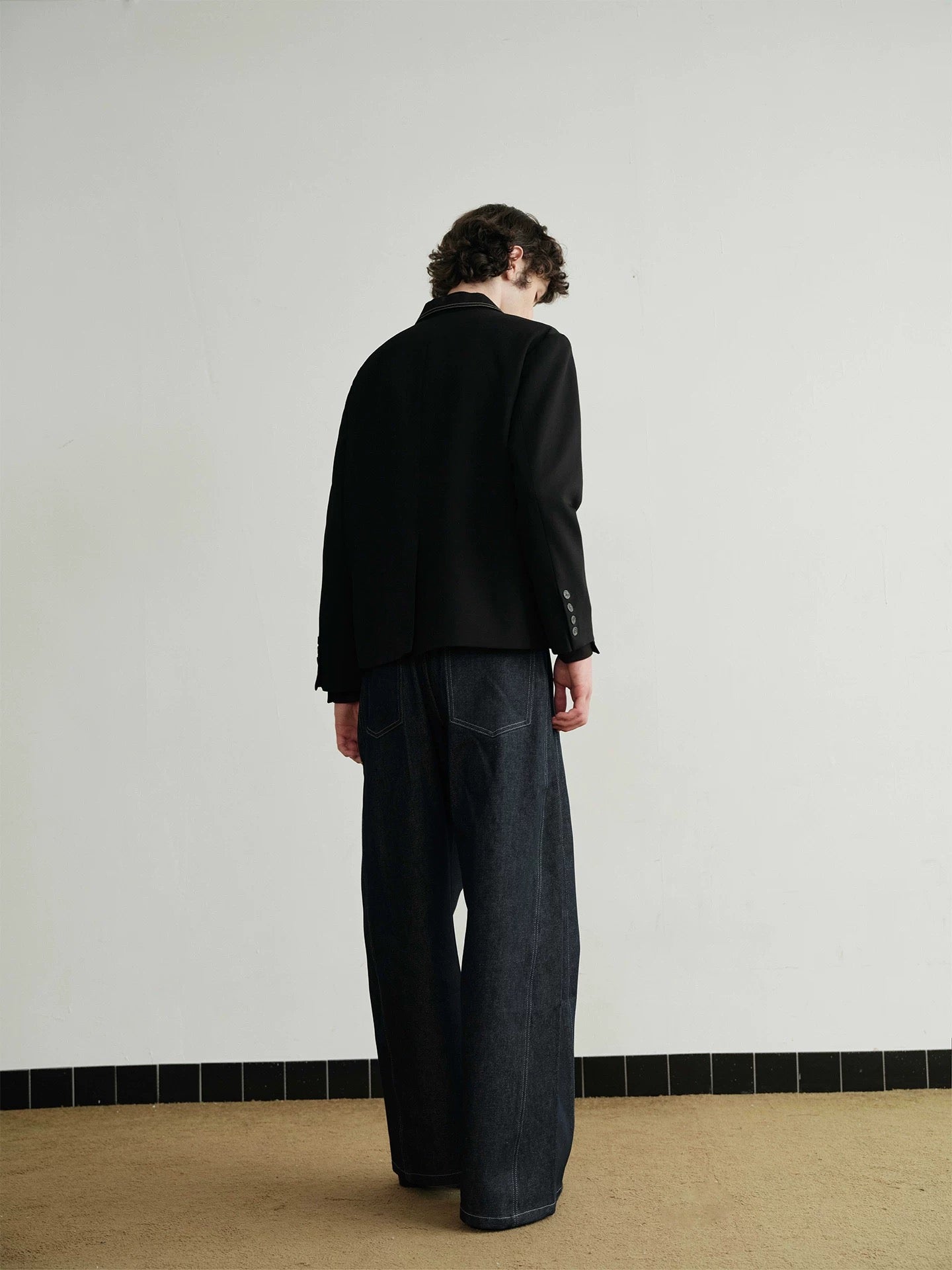 "Deconstructed" Raw Denim Tailored Jacket