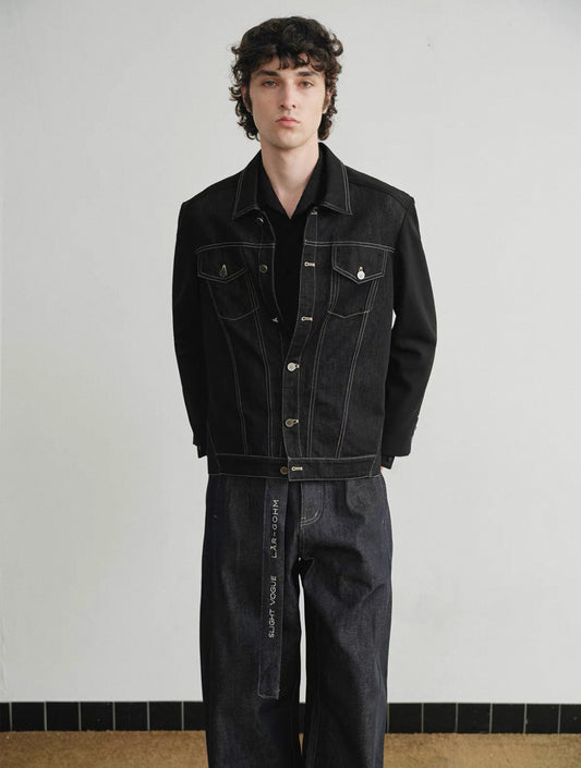 "Deconstructed" Raw Denim Tailored Jacket