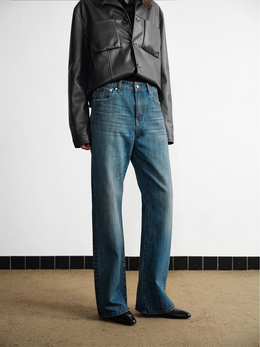 "Blue Desert" Washed Straight-Leg Jeans