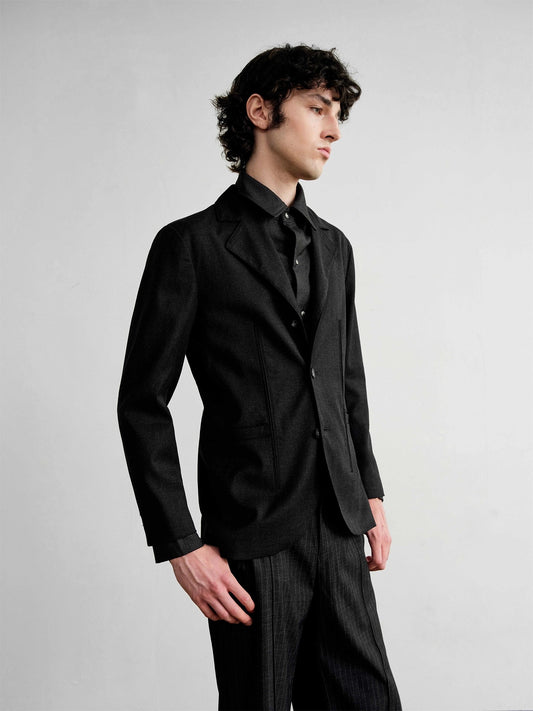 "Graphite" Slim-Fit Breasted Blazer