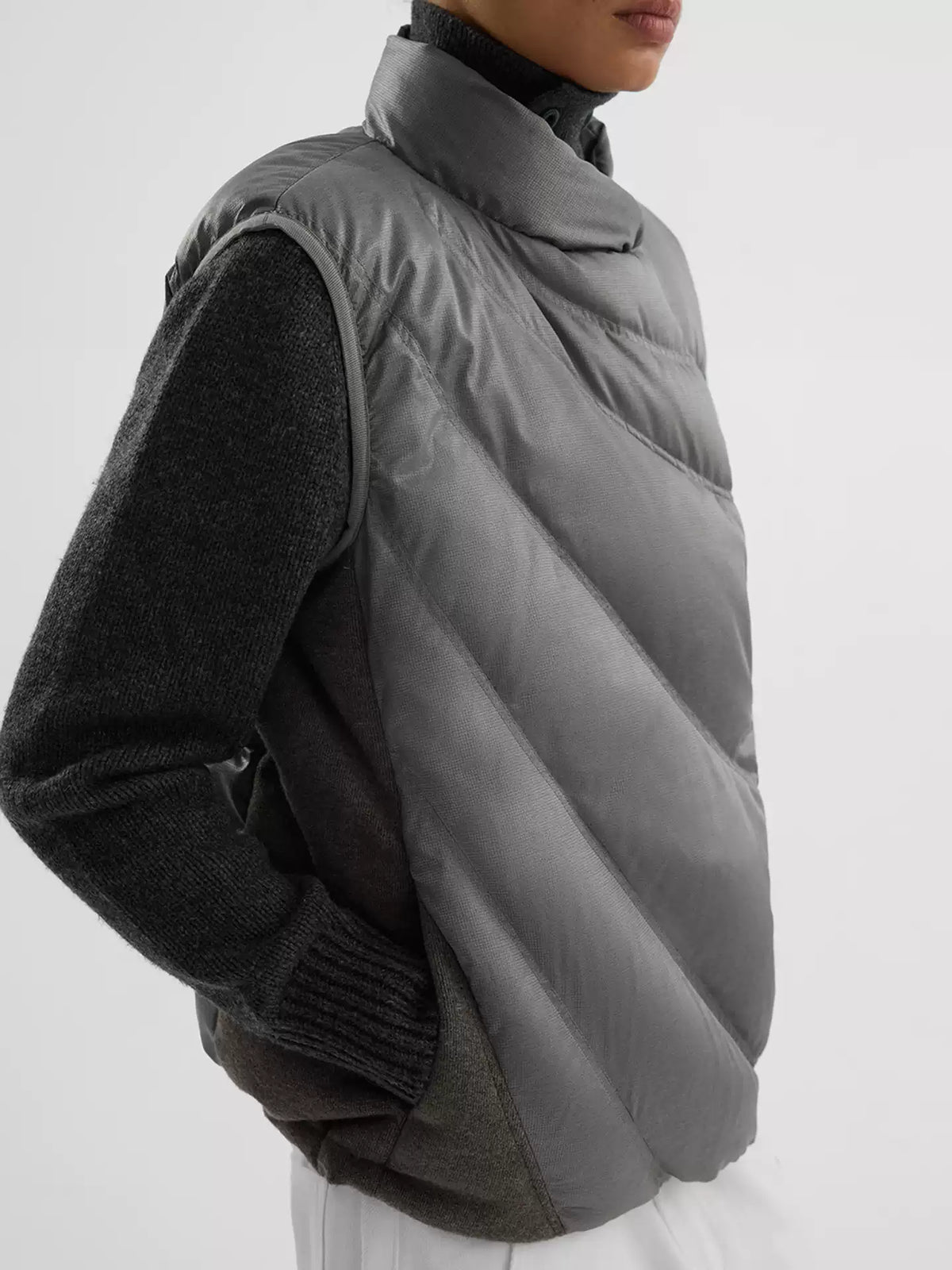 "Pacify" White Silver Down Vest