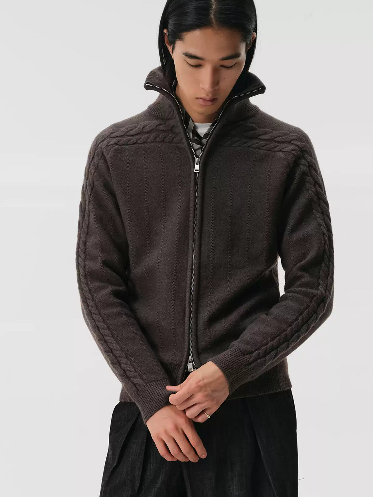 "Lingua" Brown Cardigan Sweater