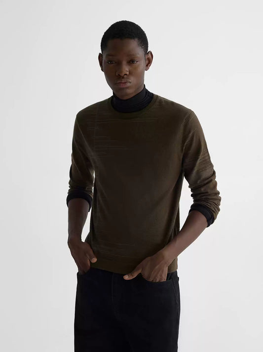"Scaled" Brown Wool Knit Sweater