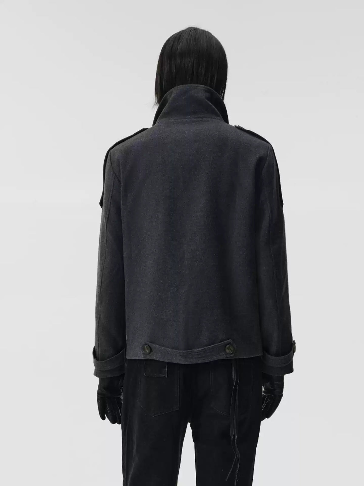"Western" Gray Wool Overcoat Jacket