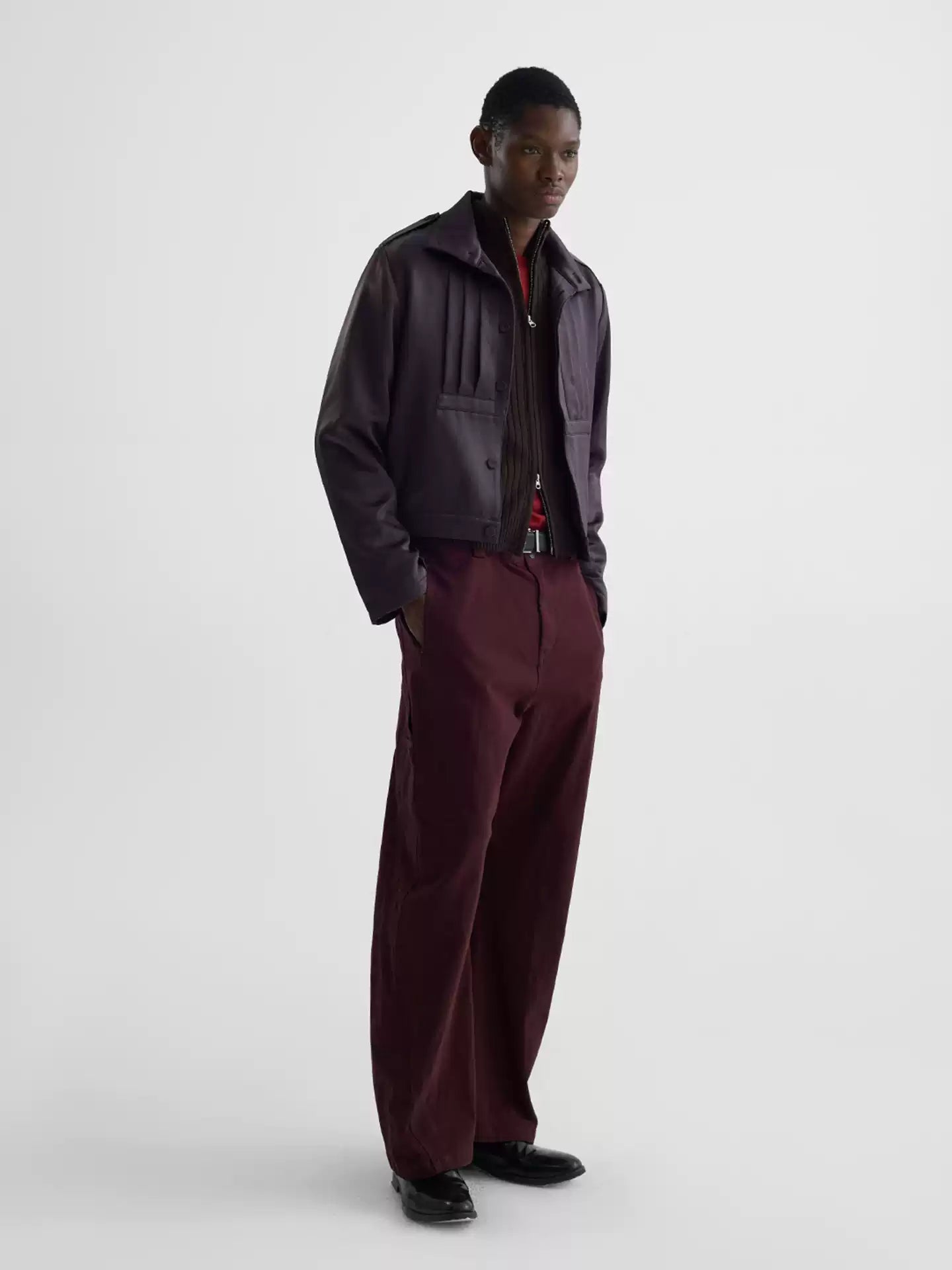 "Acetate" Pleated Satin Jacket
