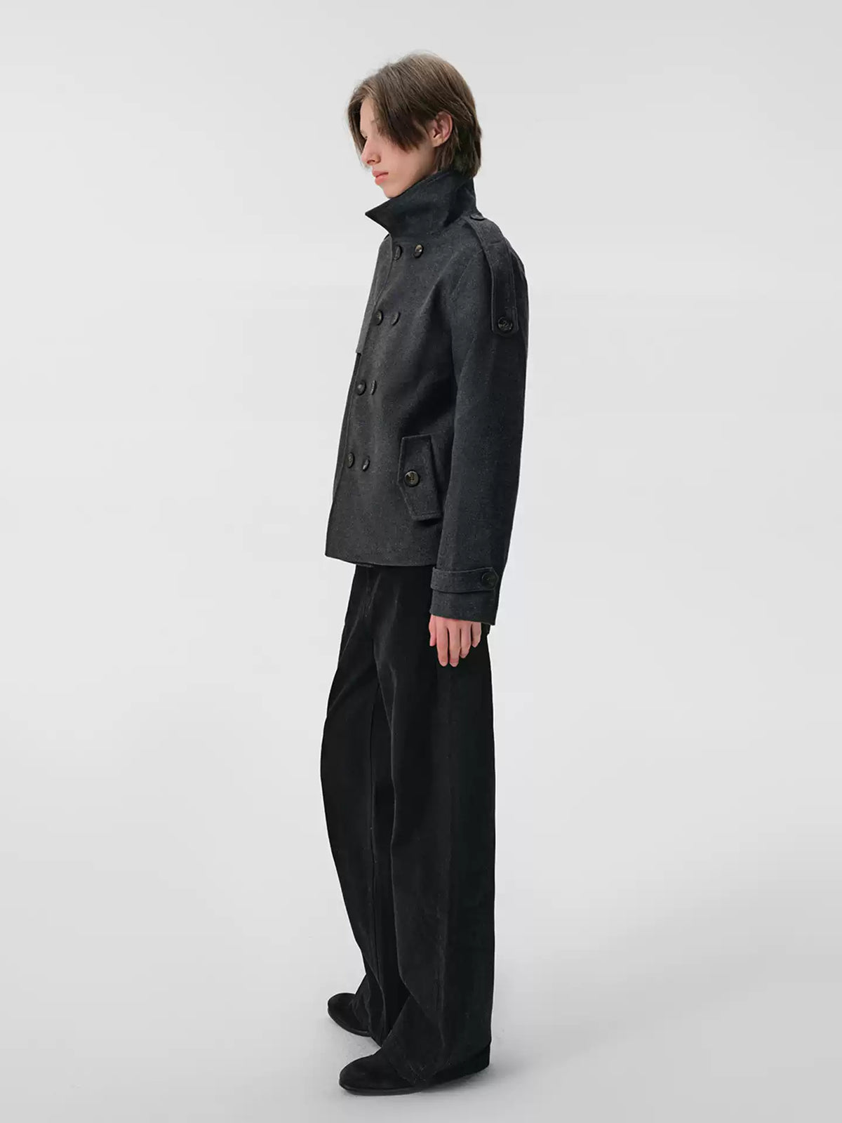 "Western" Gray Wool Overcoat Jacket