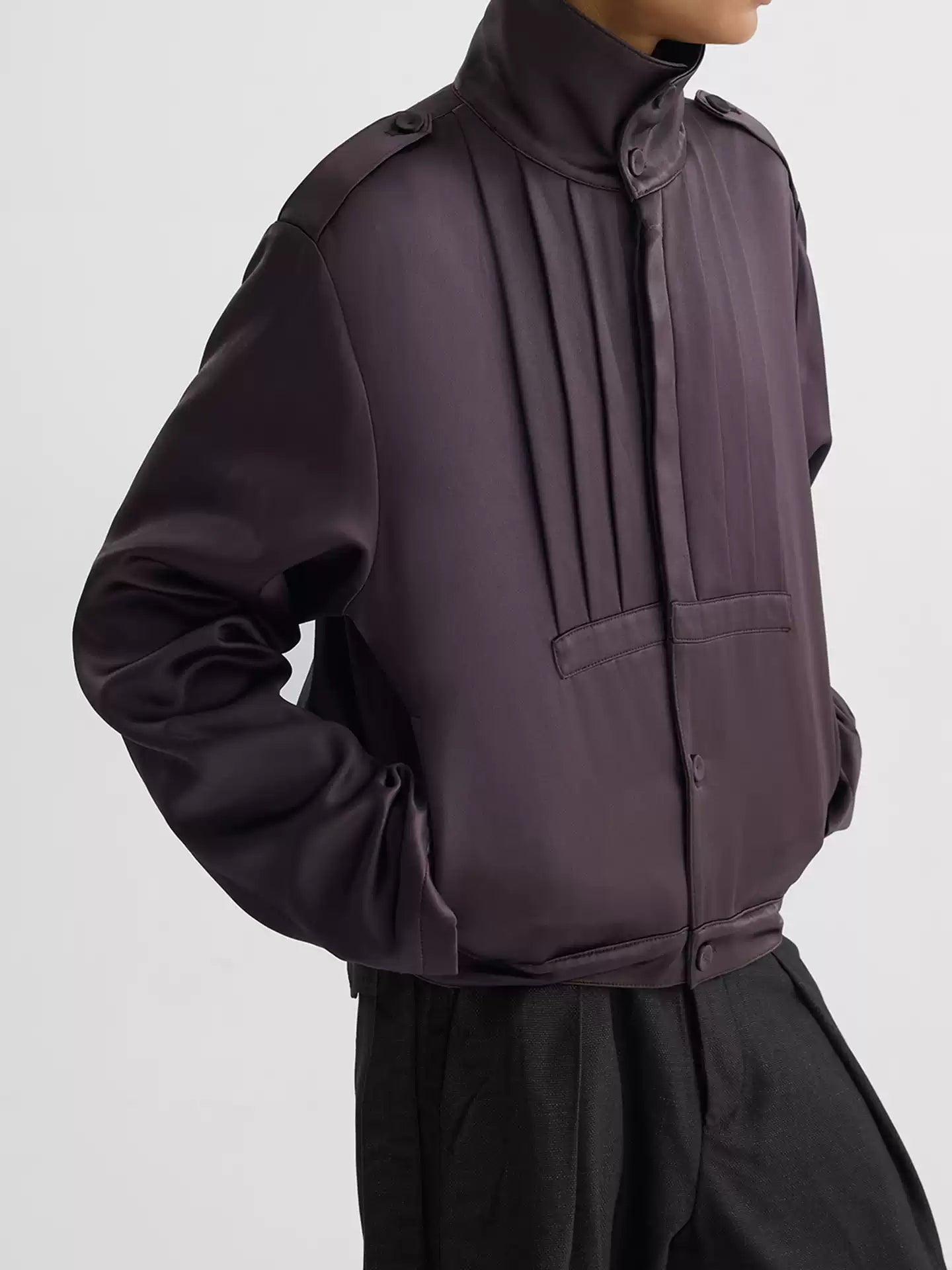 "Acetate" Pleated Satin Jacket