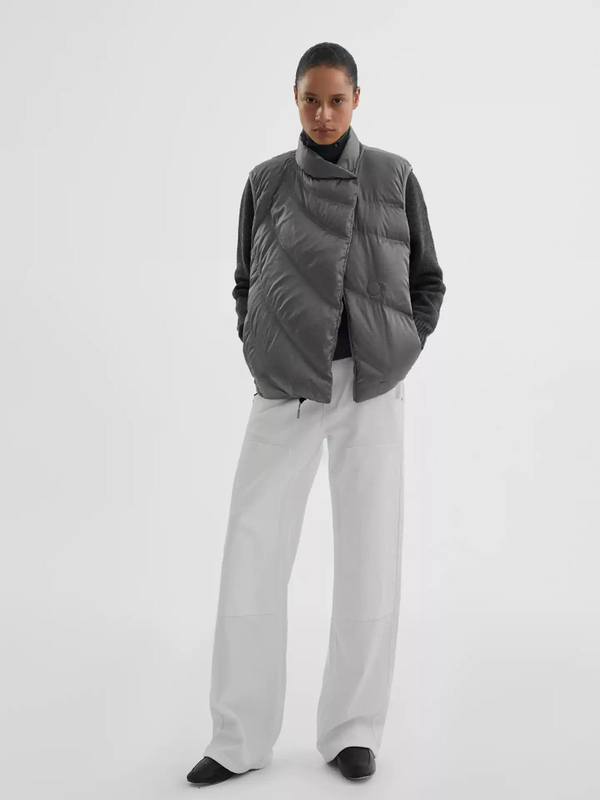 "Pacify" White Silver Down Vest