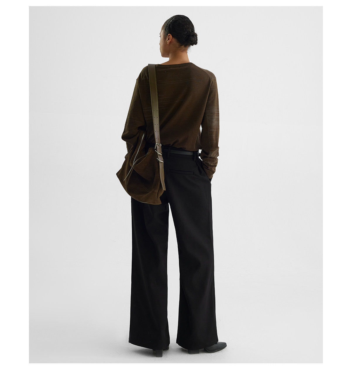 "Scaled" Brown Wool Knit Sweater