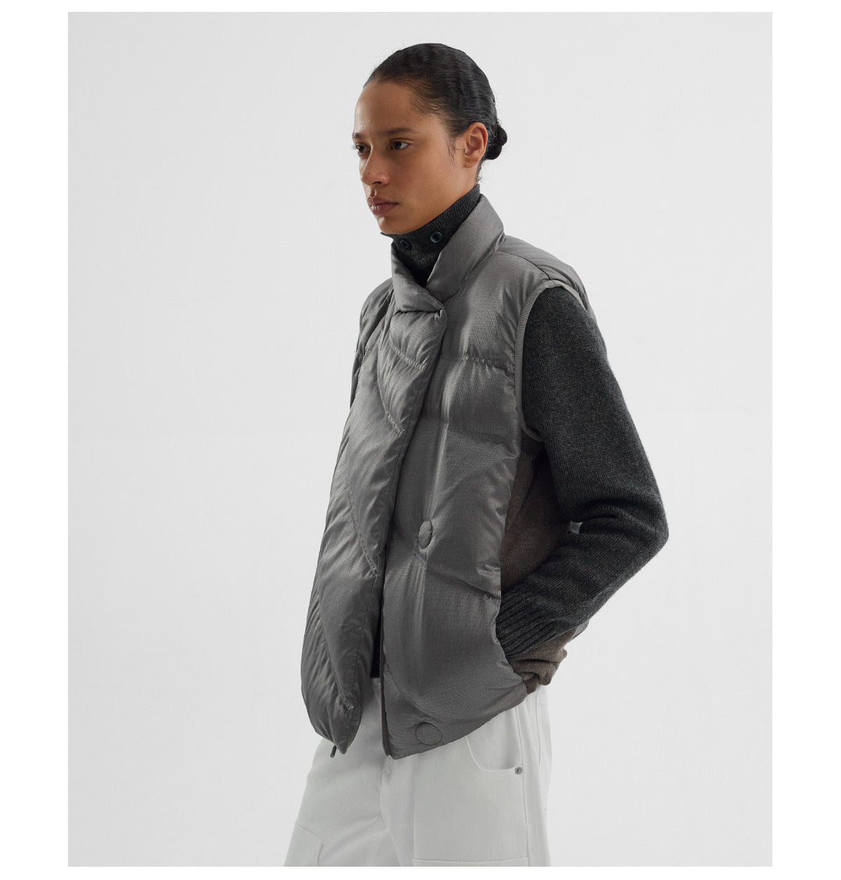 "Pacify" White Silver Down Vest