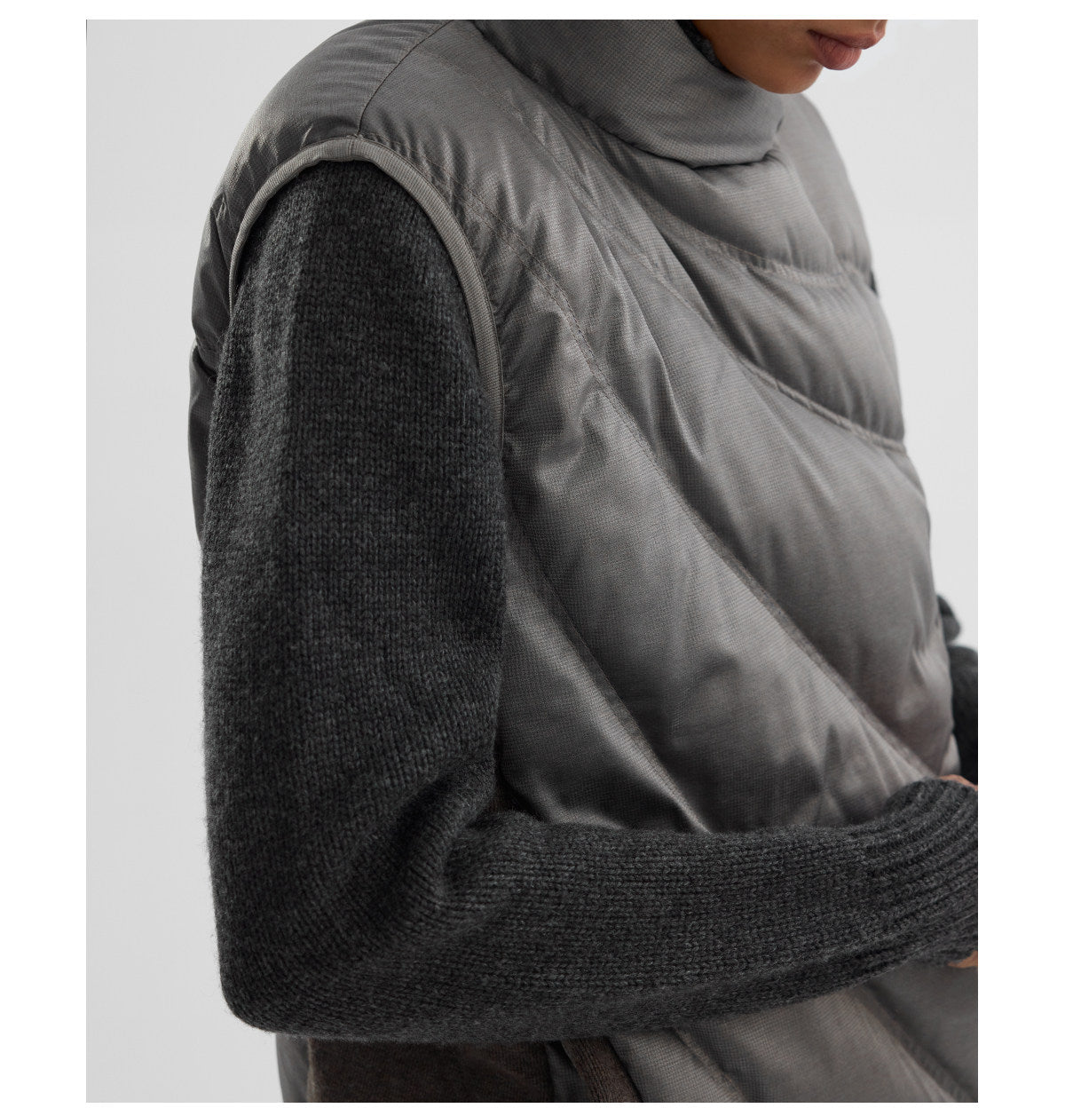 "Pacify" White Silver Down Vest