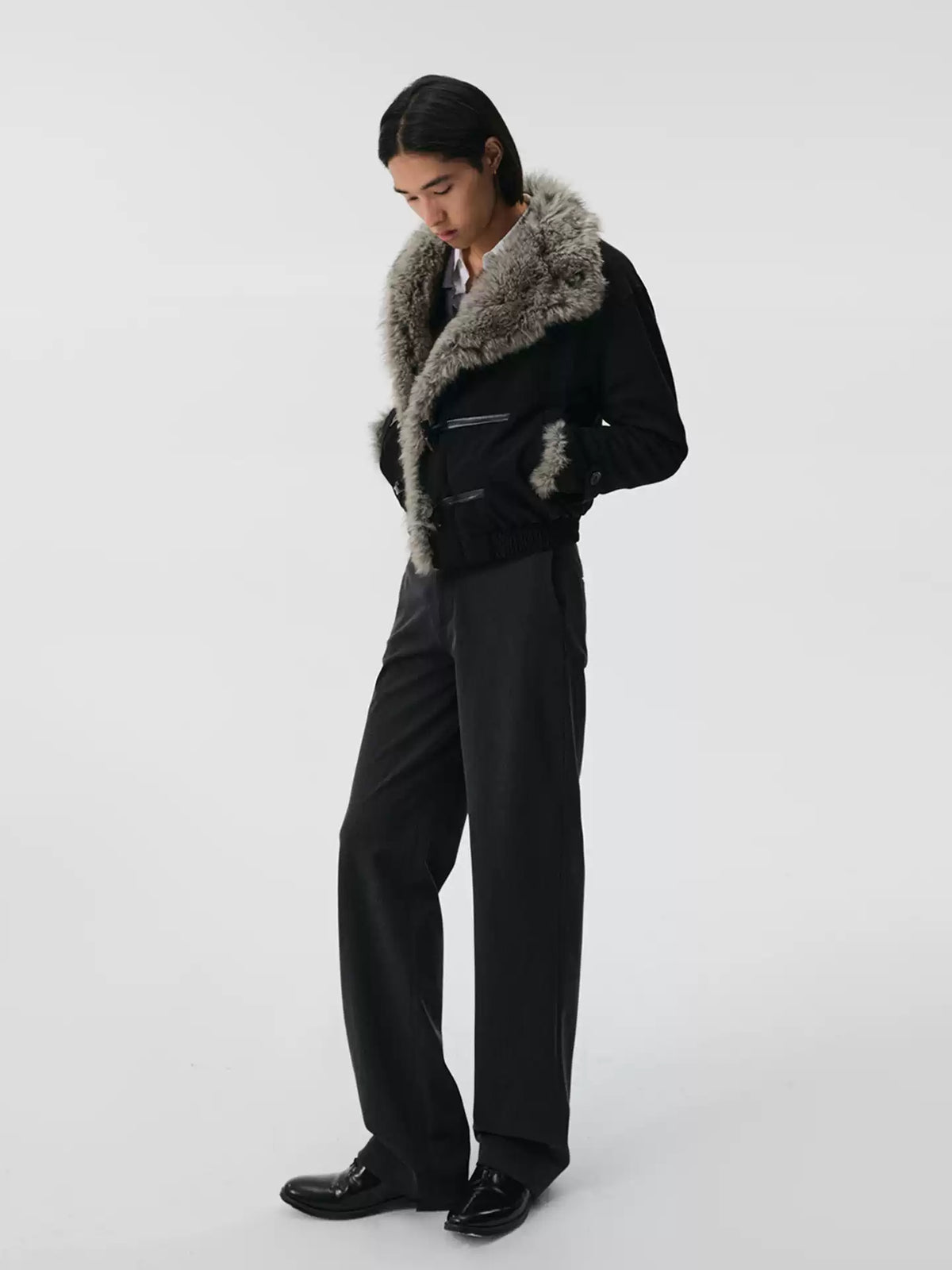 "Panimal" Leather Rope Horn Fur Jacket
