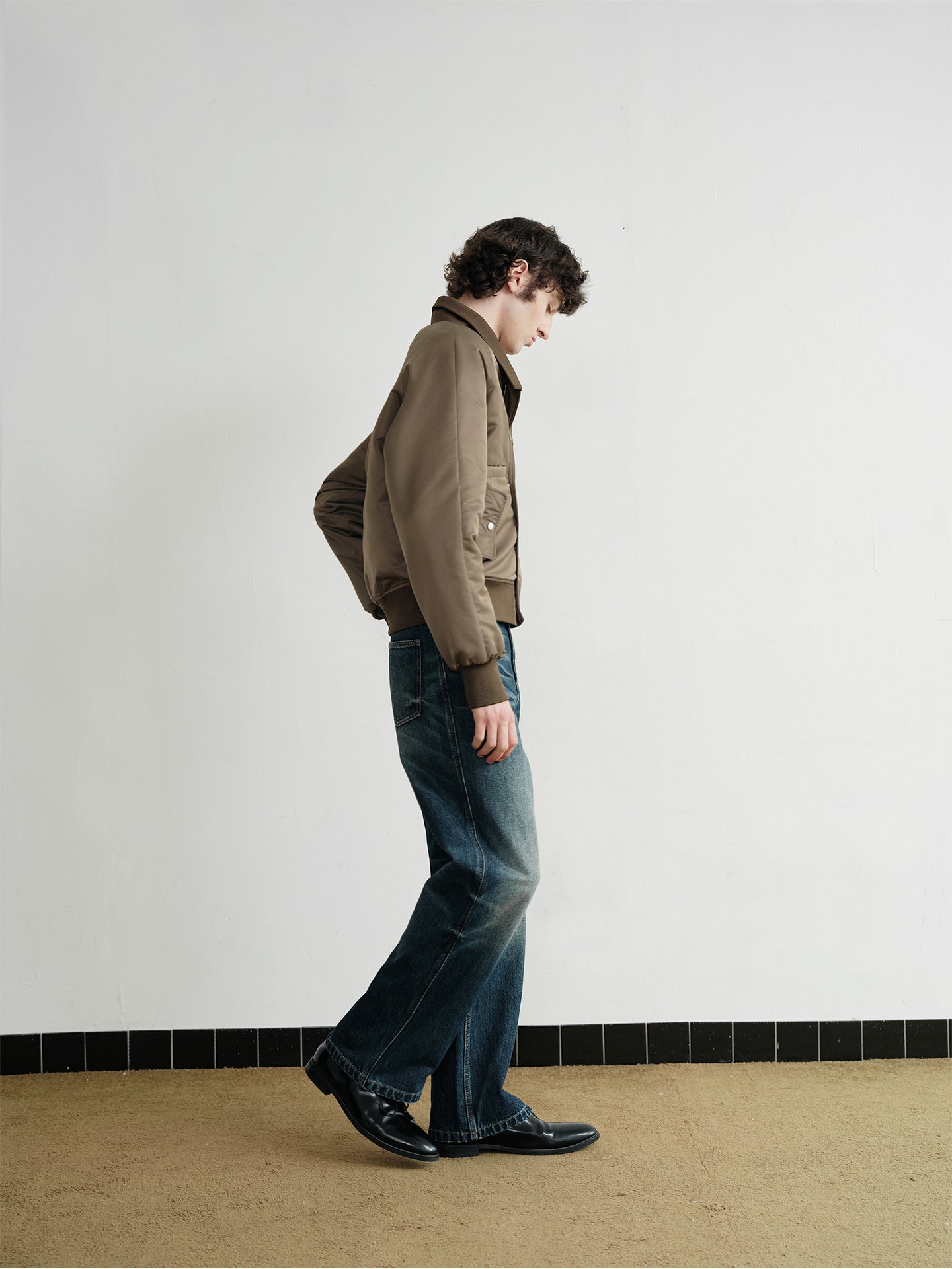 "Olive" Brown Stand-Collar Bomber Jacket