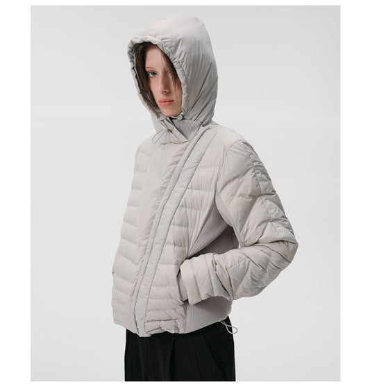 "Biloba" White Down Hooded Jacket