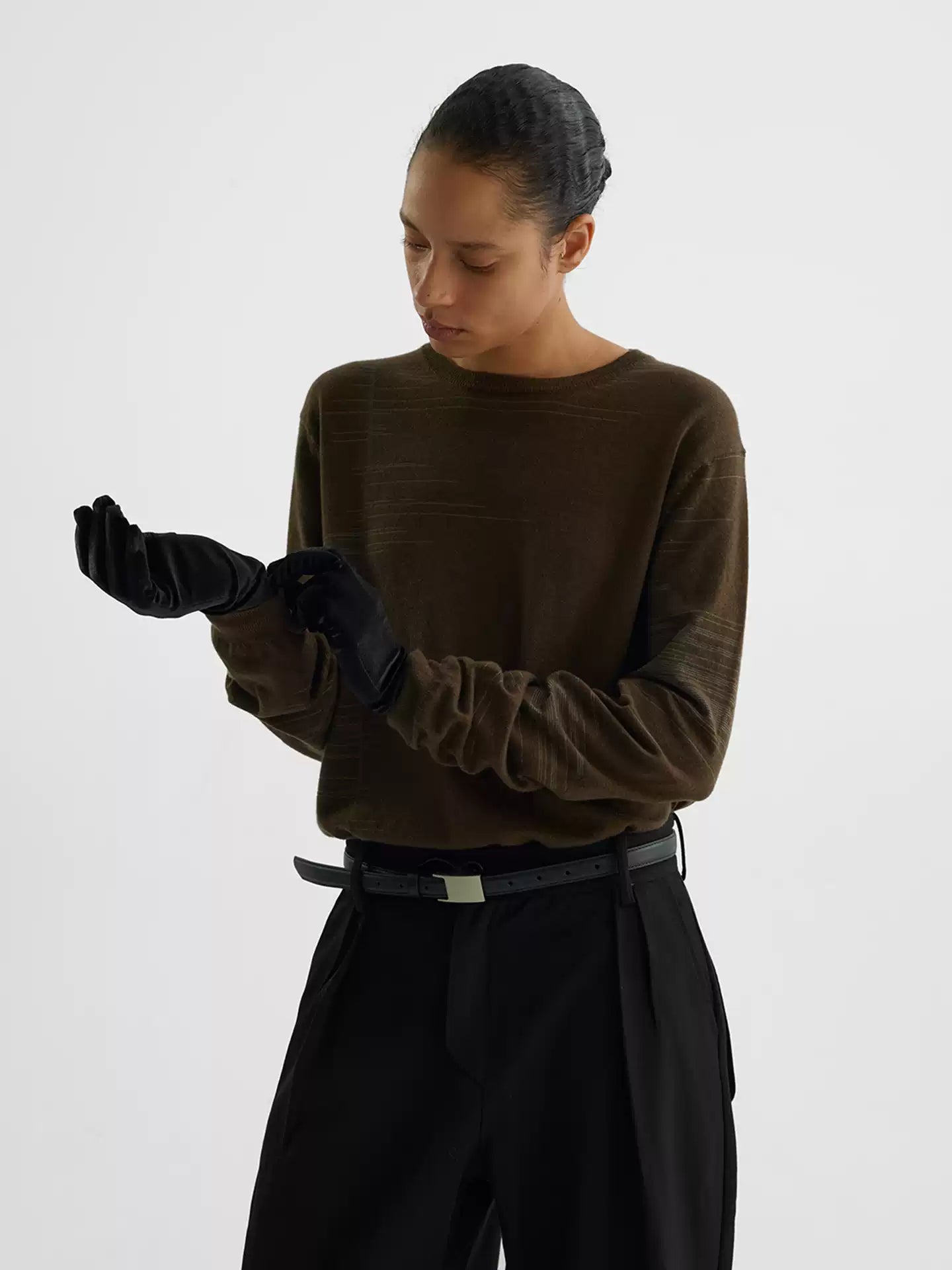 "Scaled" Brown Wool Knit Sweater