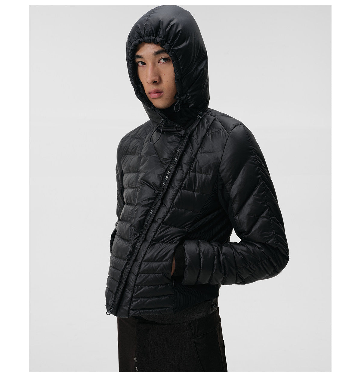 "Biloba" Black Down Hooded Jacket