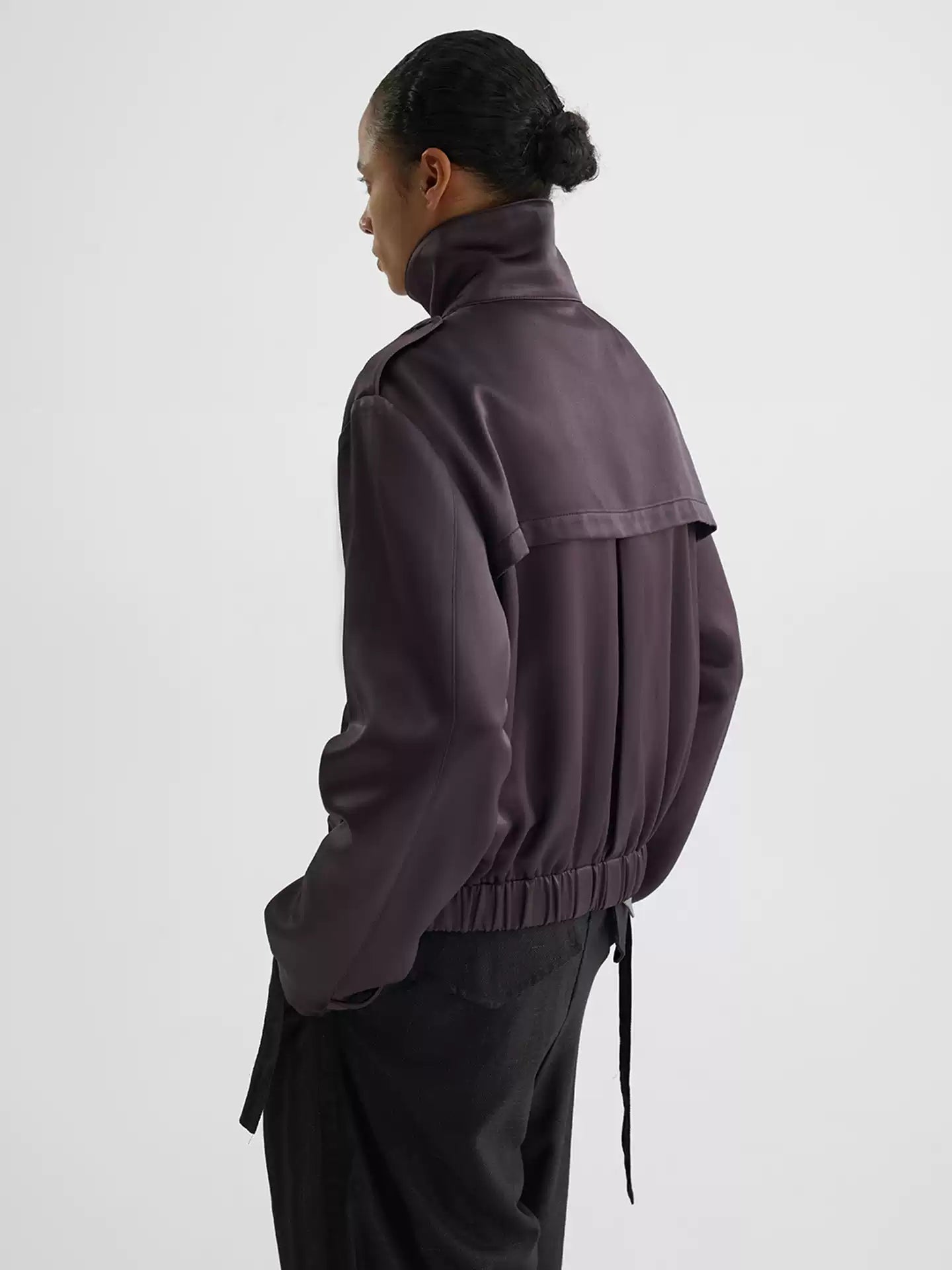 "Acetate" Pleated Satin Jacket
