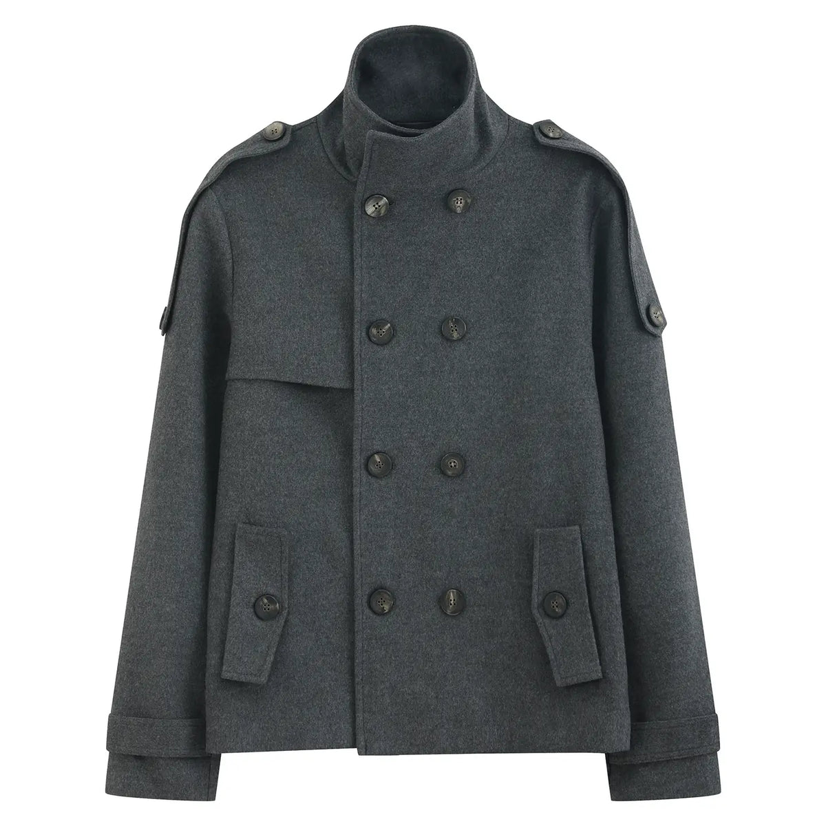 "Western" Gray Wool Overcoat Jacket