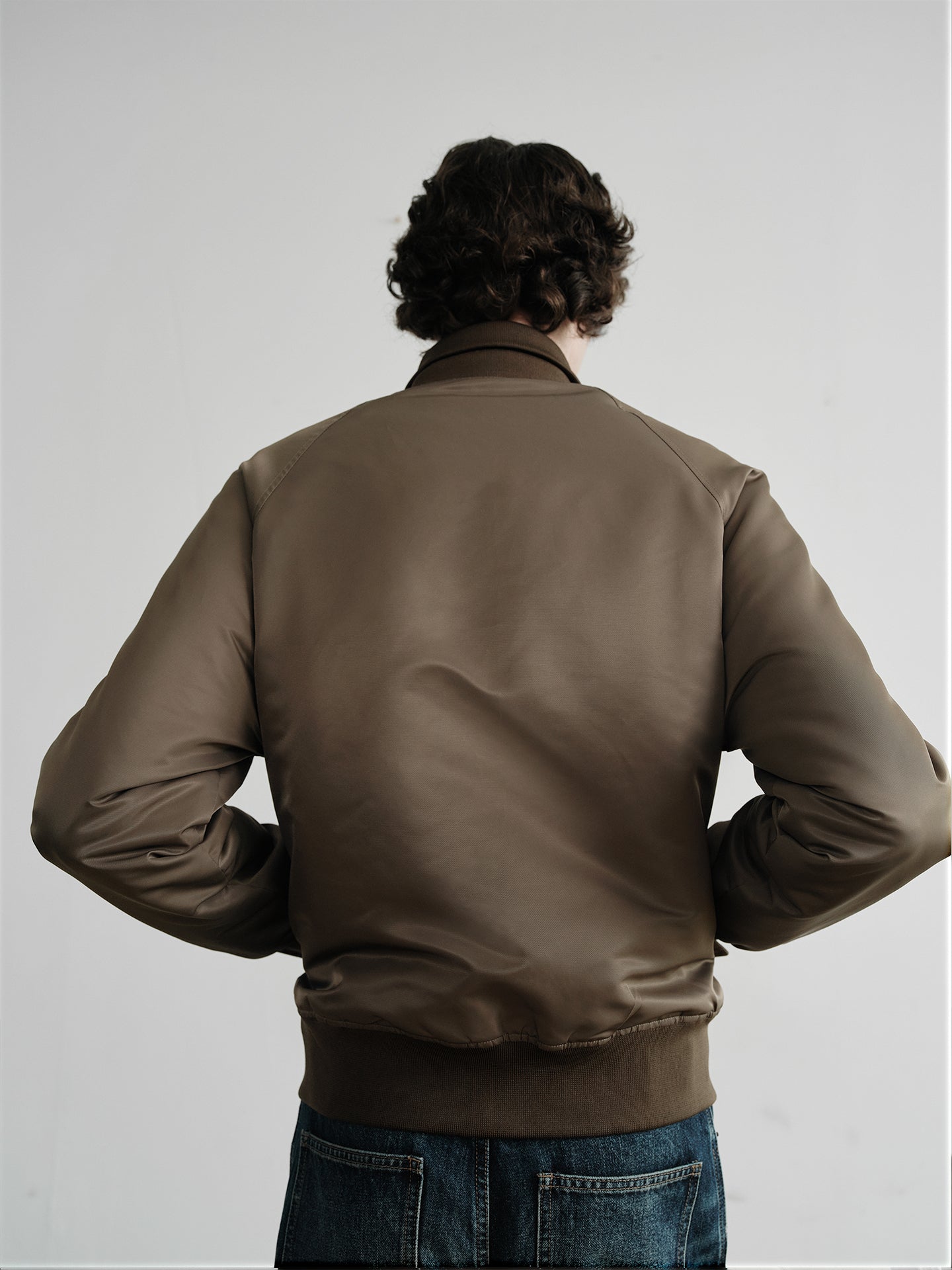 "Olive" Brown Stand-Collar Bomber Jacket