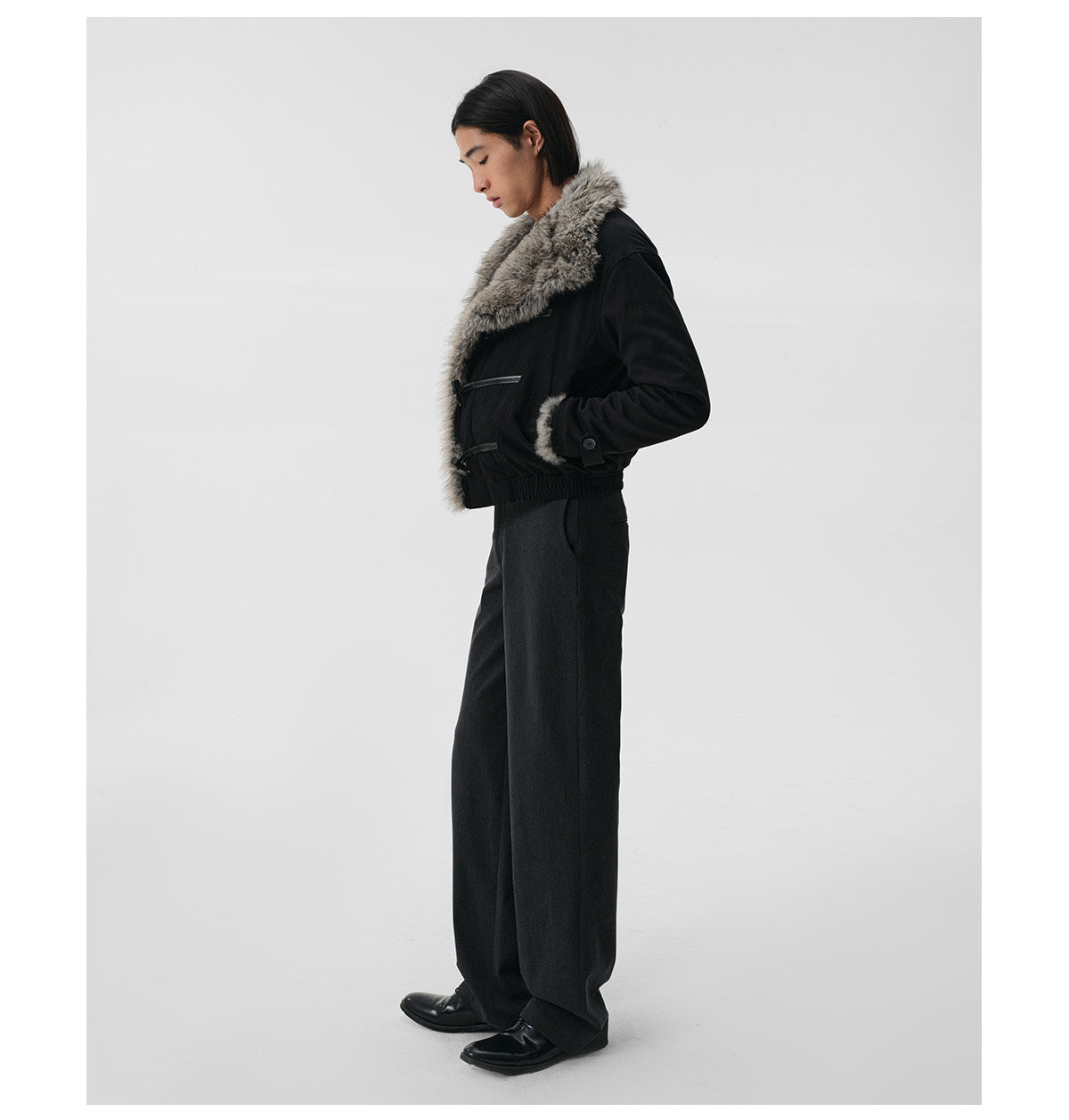 "Panimal" Leather Rope Horn Fur Jacket