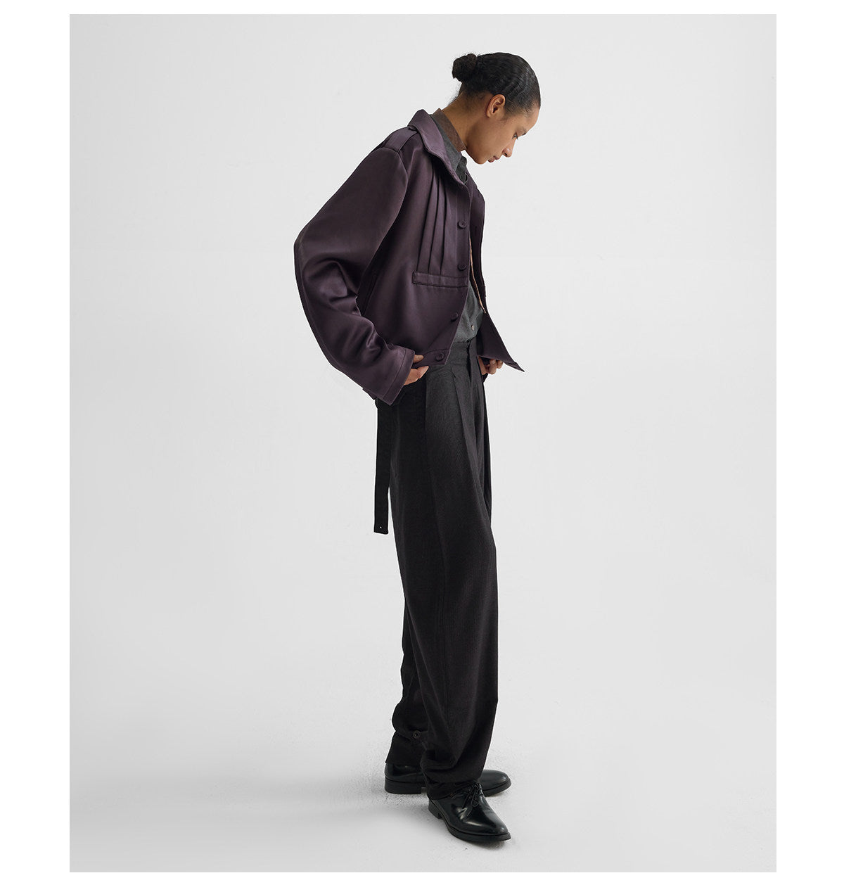 "Acetate" Pleated Satin Jacket