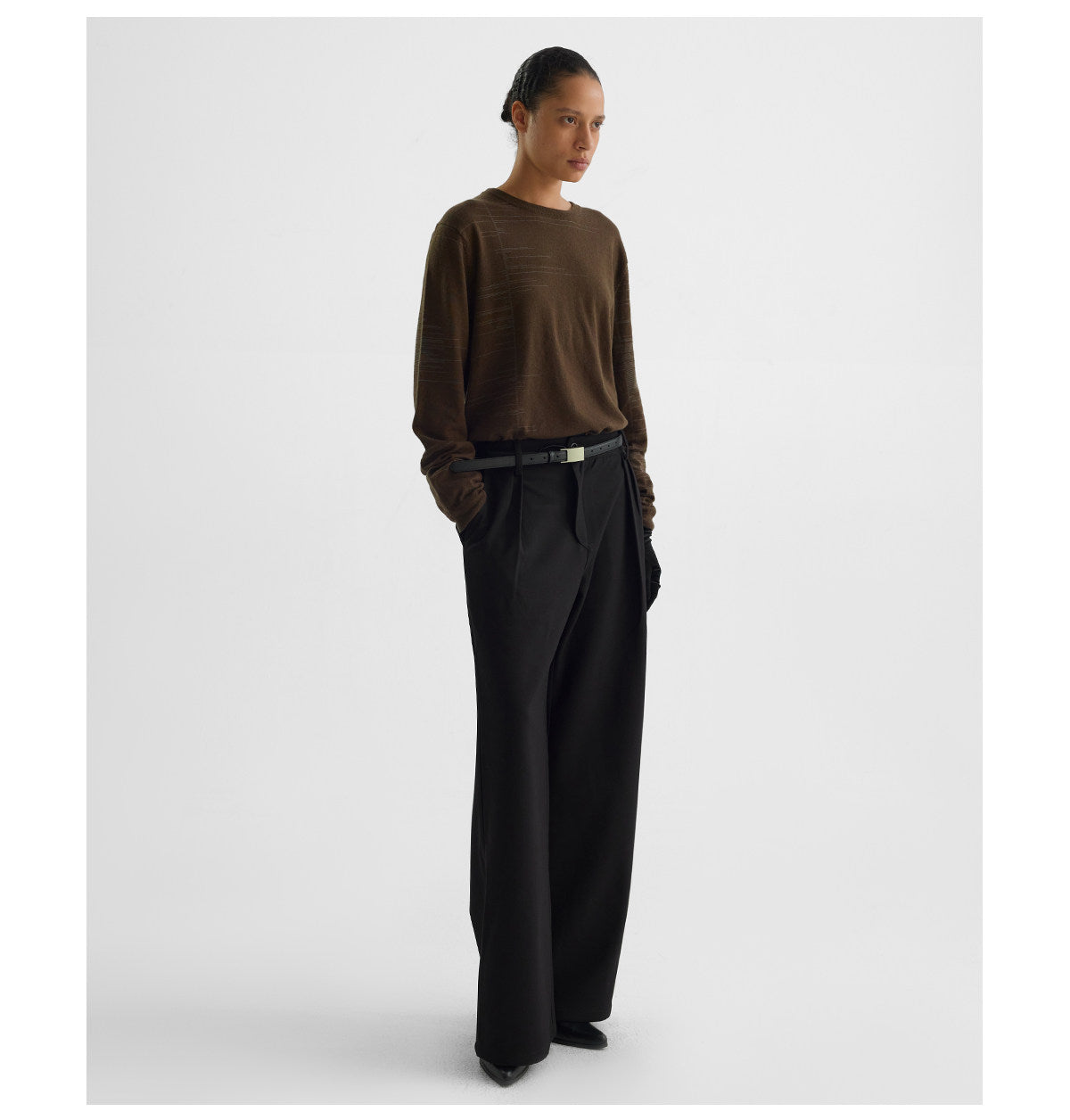 "Scaled" Brown Wool Knit Sweater