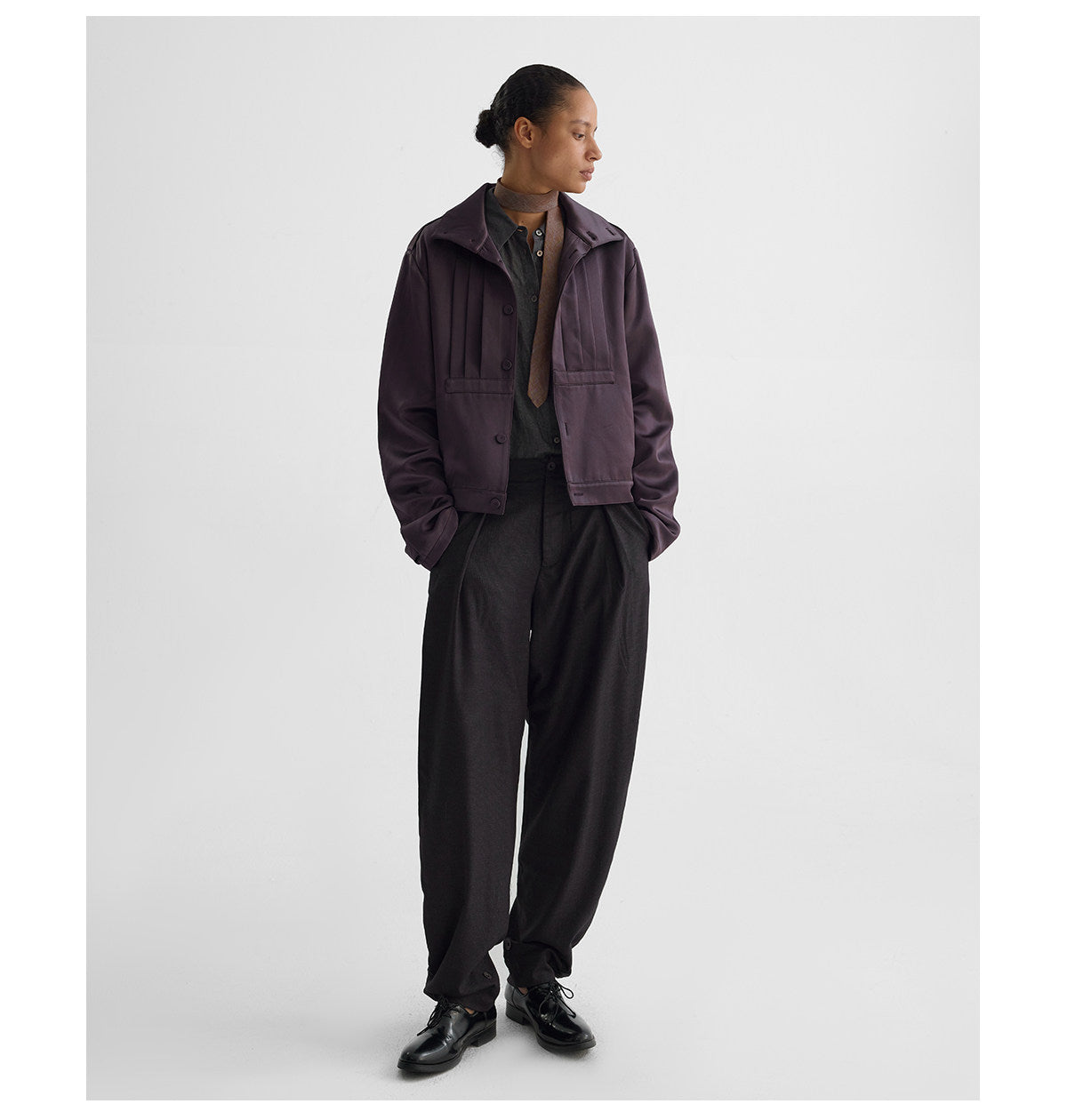 "Acetate" Pleated Satin Jacket