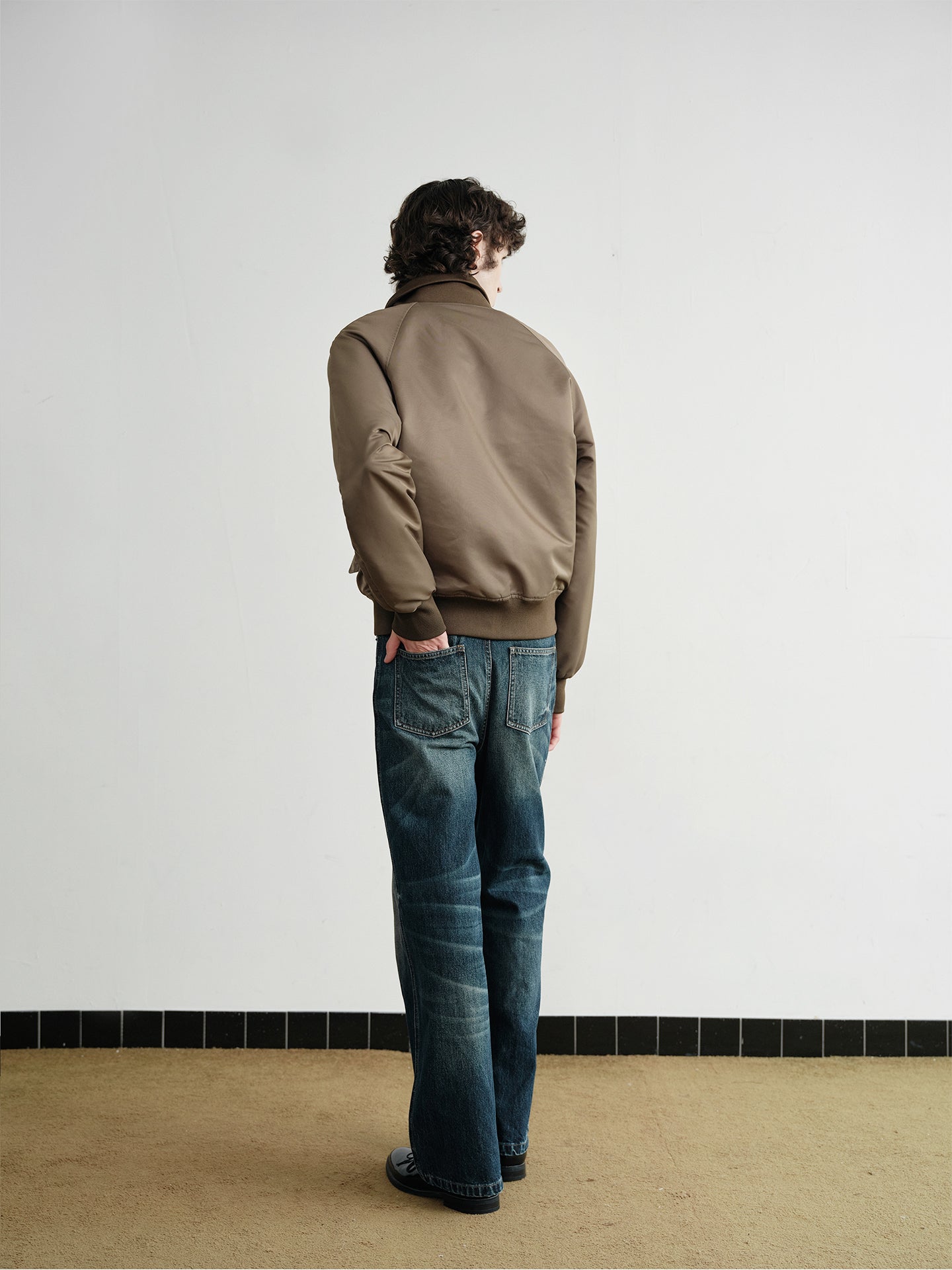 "Olive" Brown Stand-Collar Bomber Jacket