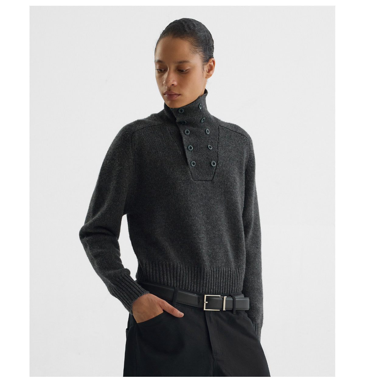 "British" Stand Collar Wool Knit