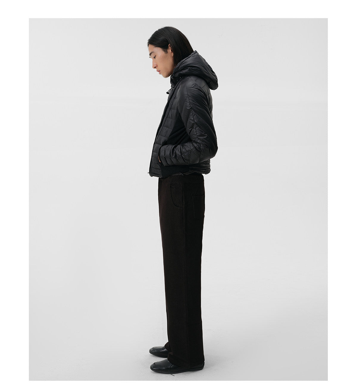 "Biloba" Black Down Hooded Jacket