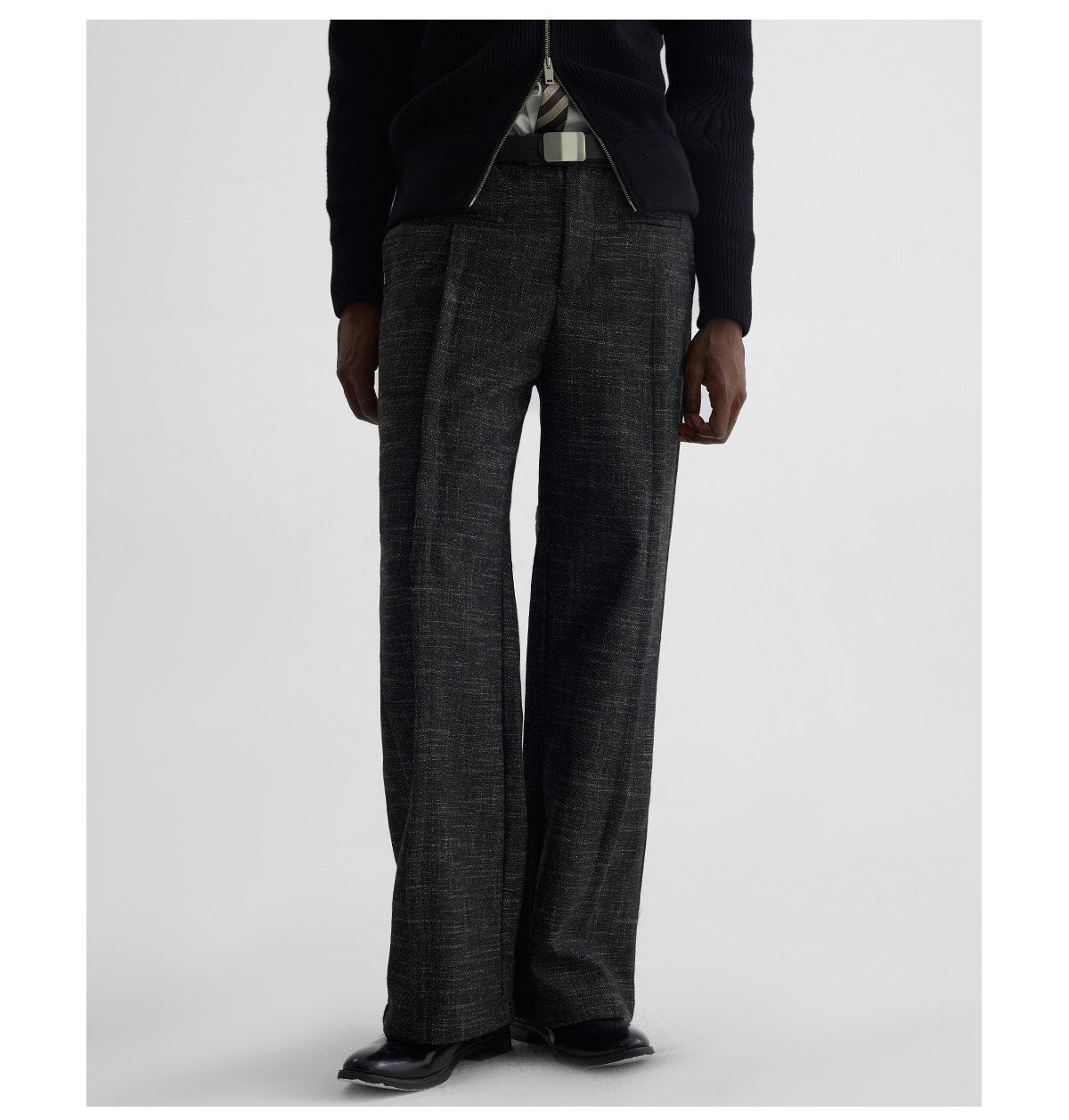 "Replica" Pattern Pleated Wide-Leg