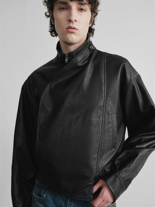 "Scorched" Leather Cropped Jacket