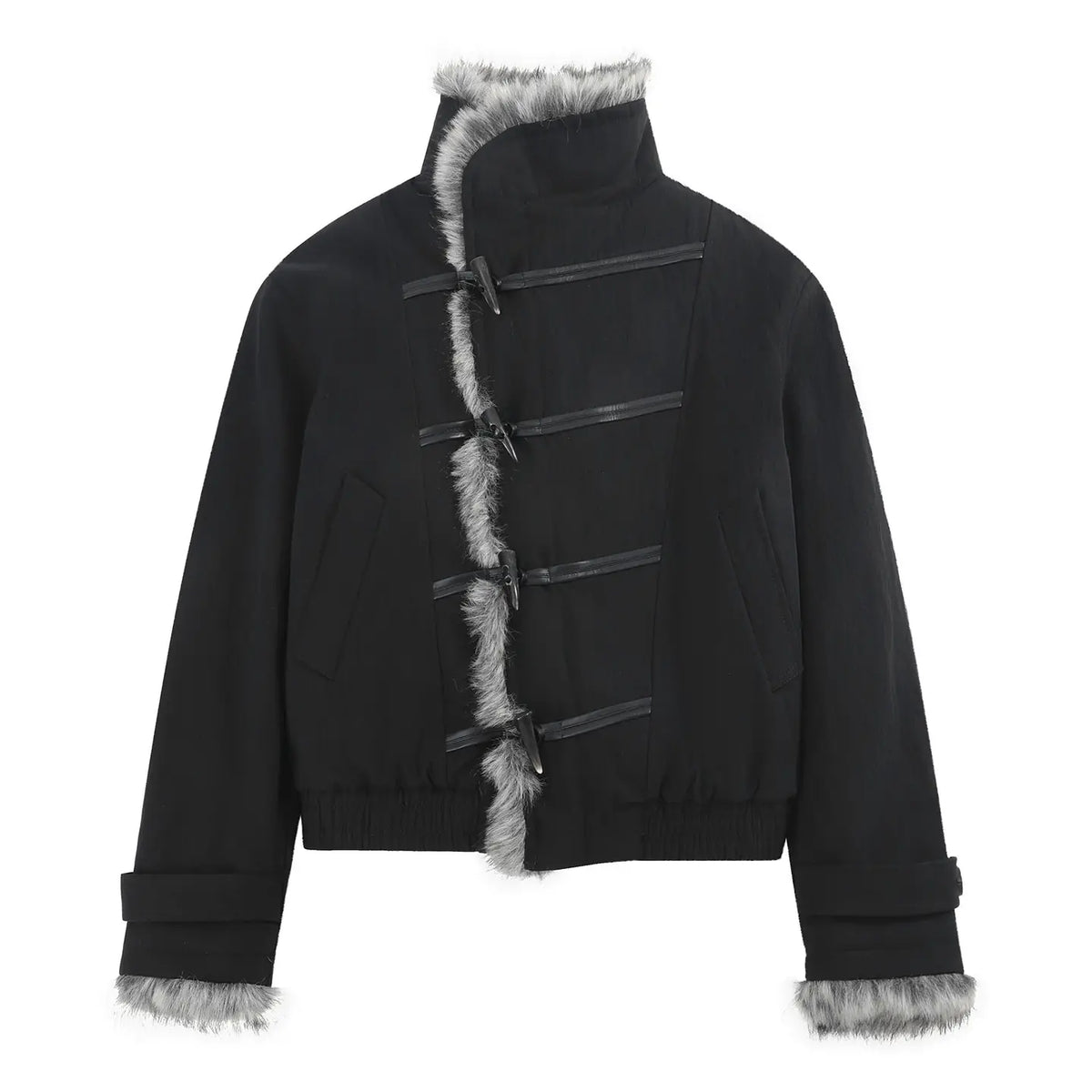 "Panimal" Leather Rope Horn Fur Jacket