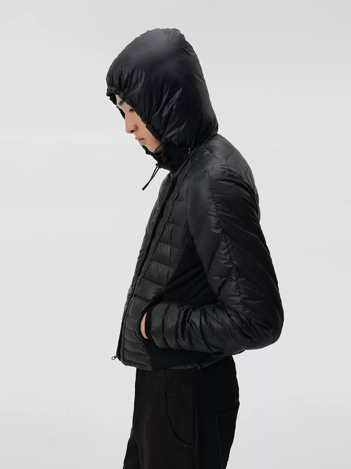 "Biloba" Black Down Hooded Jacket