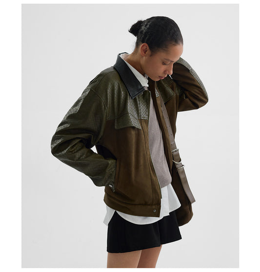 "Moss" Embossed Suede Jacket