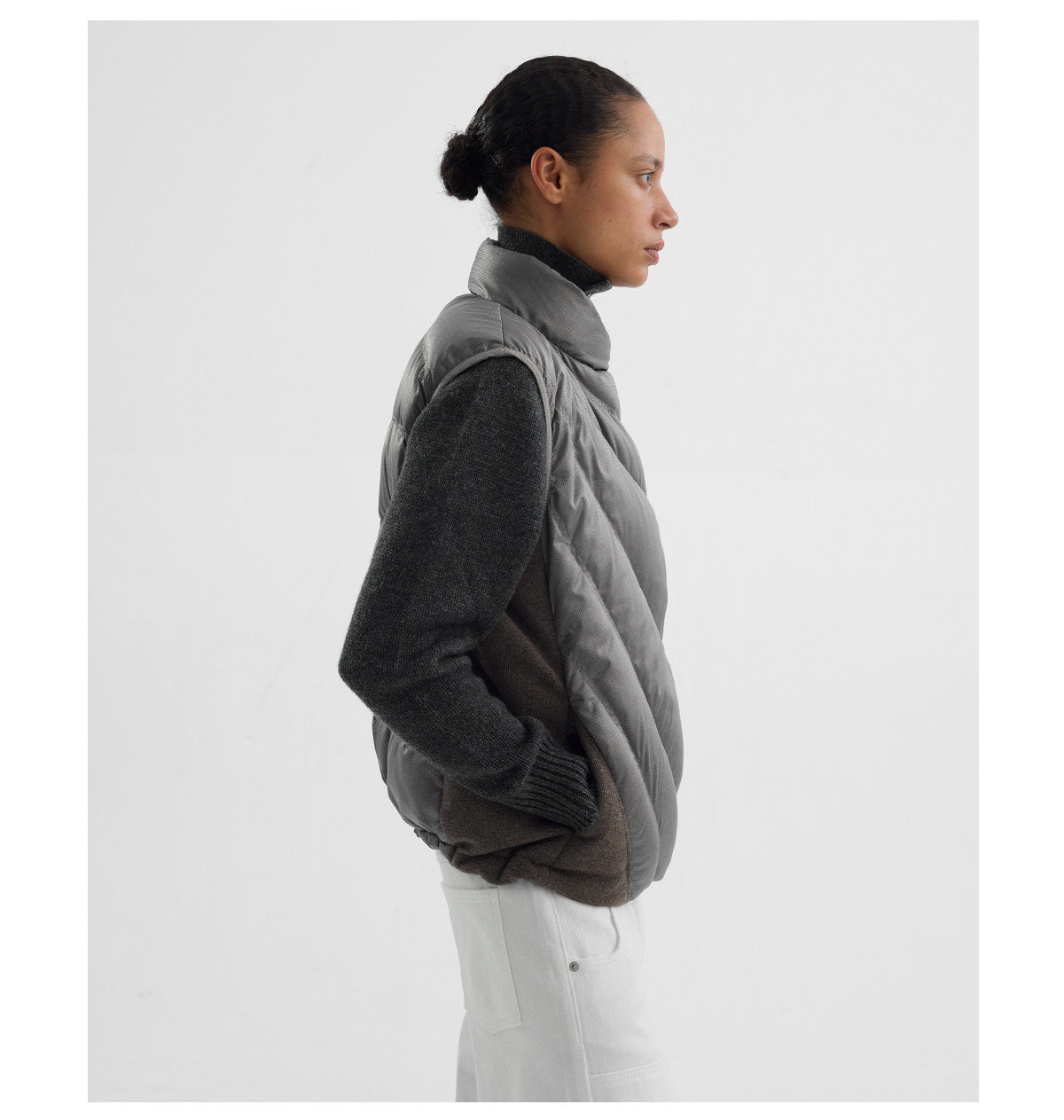 "Pacify" White Silver Down Vest