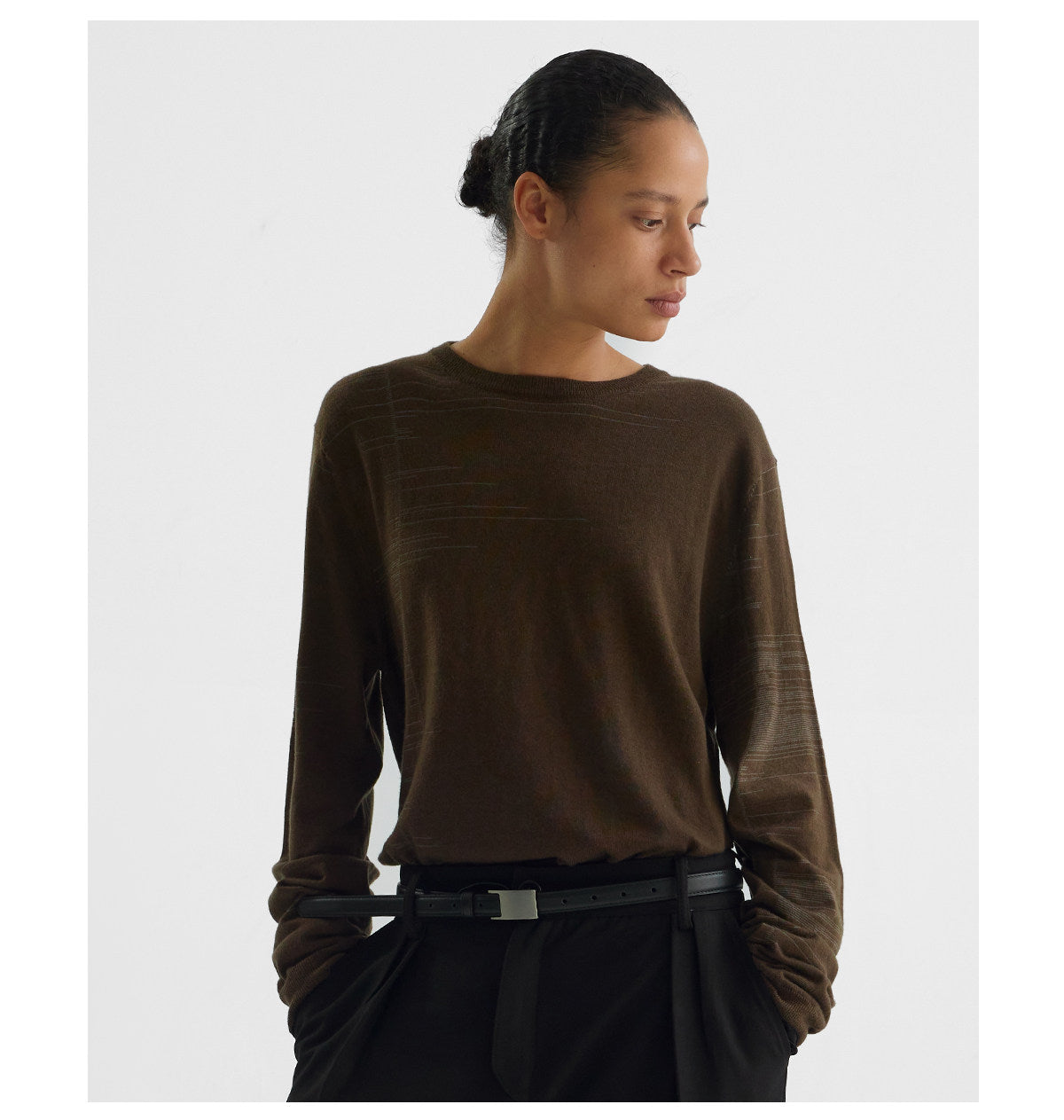 "Scaled" Brown Wool Knit Sweater
