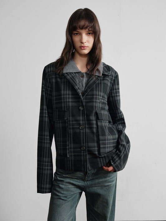 "Plaid Hunting" Jacket with Twin Pockets