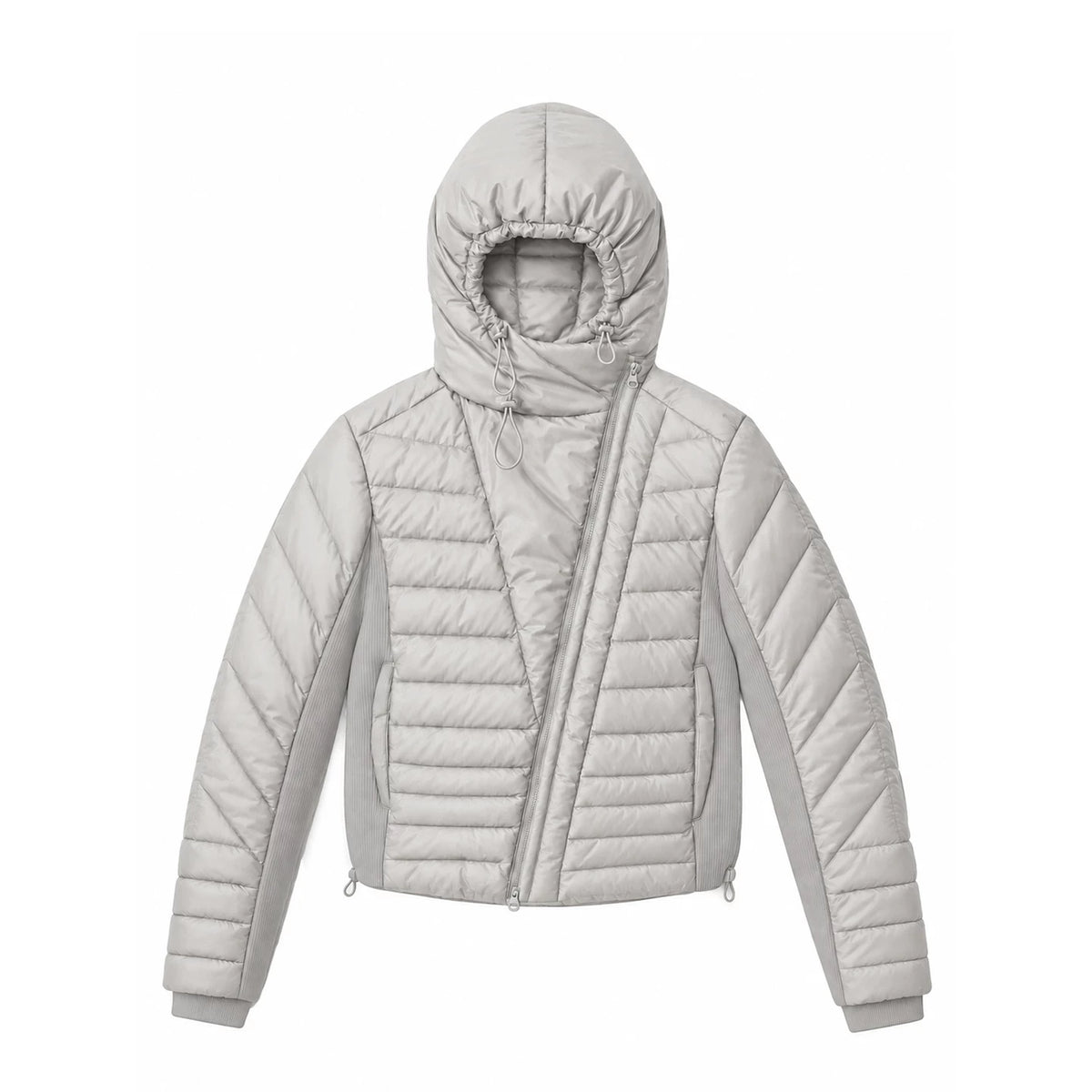 "Biloba" White Down Hooded Jacket