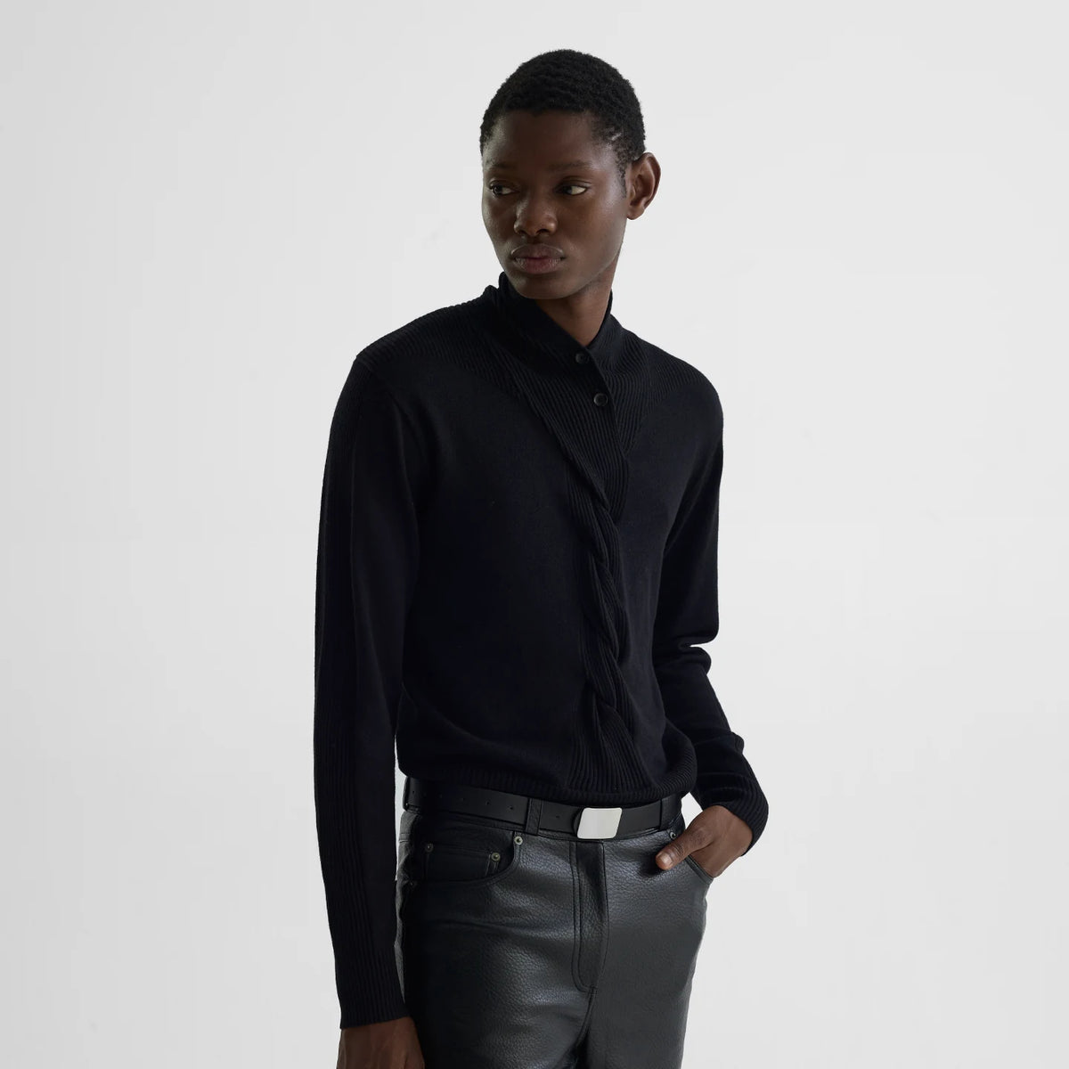 "Touch" Long-Sleeved Knit Sweater