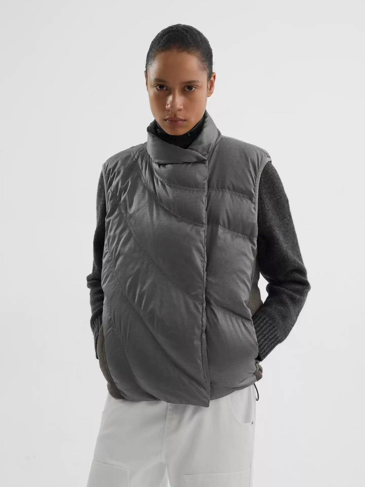 "Pacify" White Silver Down Vest