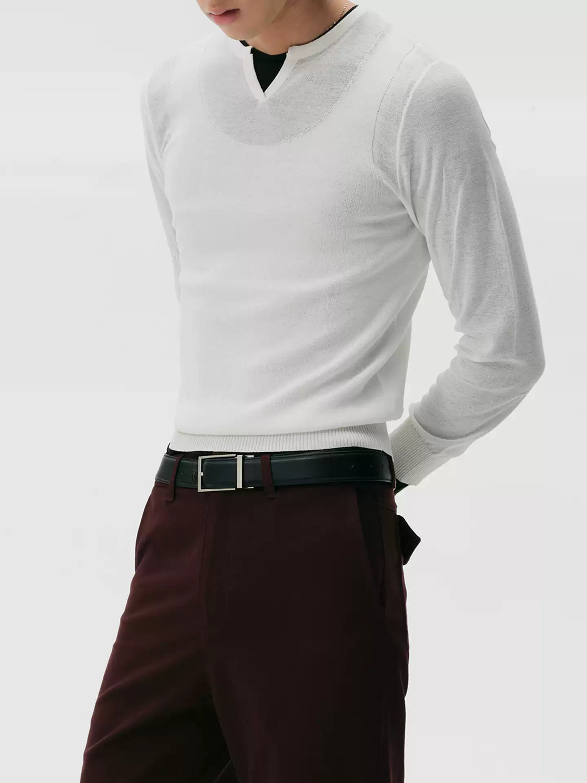 "Verba" White Jacquard Knit Sweater (Copie)