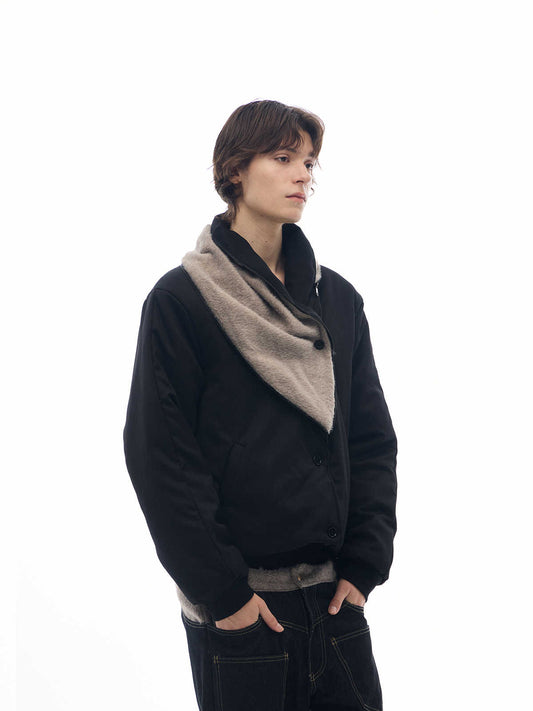 "Katrina" Wool Draped Fur Collar Coat